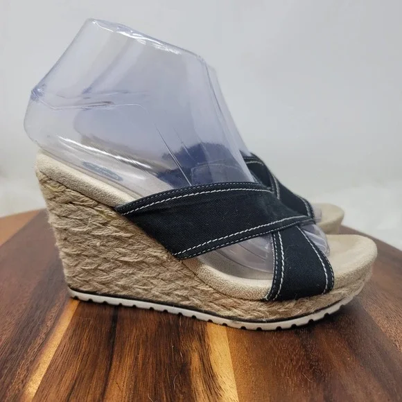 Dr Scholl's Soar Navy Blue Wedge Espadrille Slide Sandals 7M - Picture 4 of 7